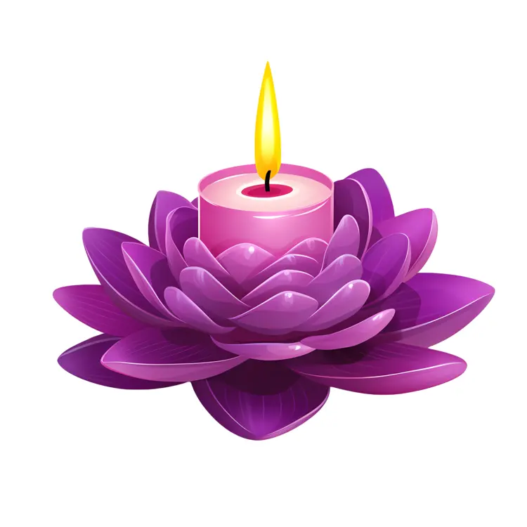 Purple Lotus Candle with Flame