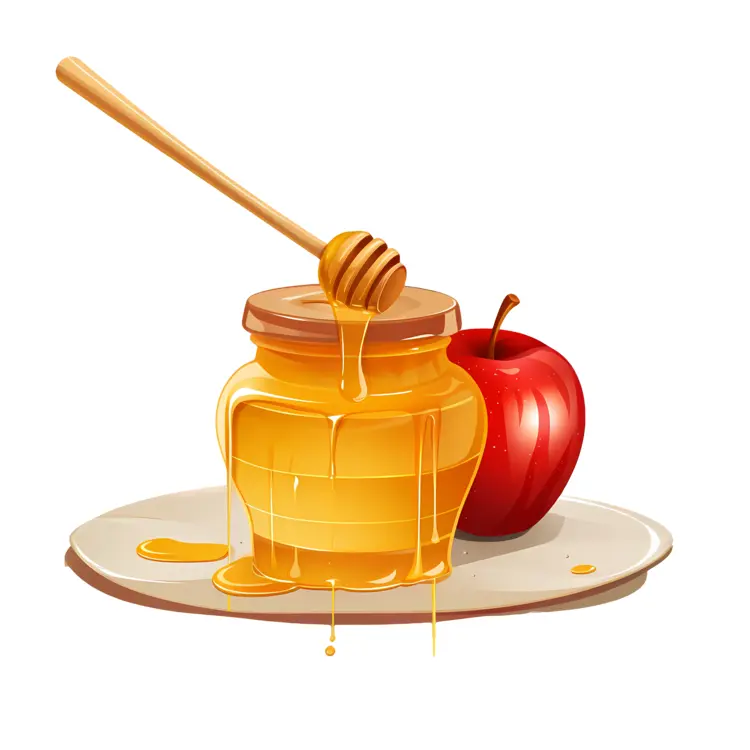 Honey Jar with Red Apple