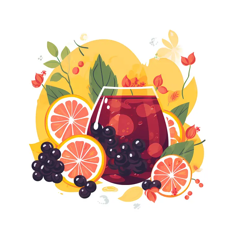 Glass of Fruit Punch with Citrus and Berries