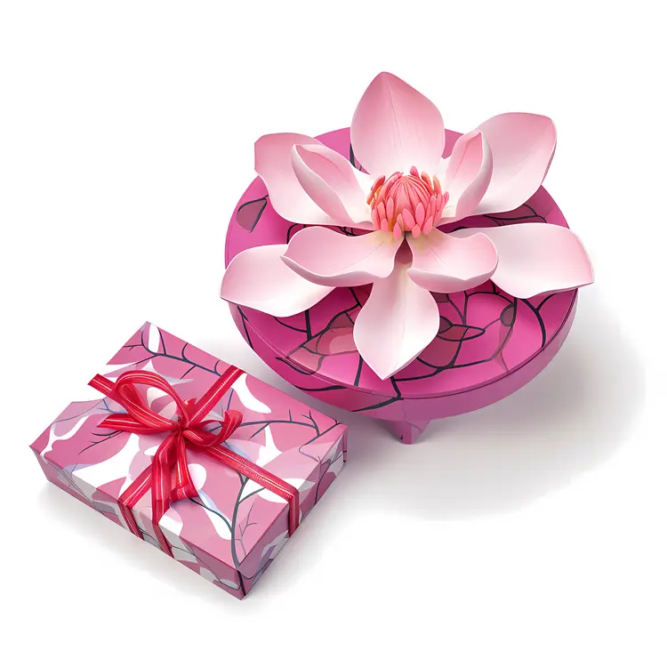 Pink Gift Boxes with Decorative Flowers