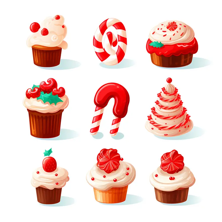 Delicious Christmas Cupcakes and Candy Canes