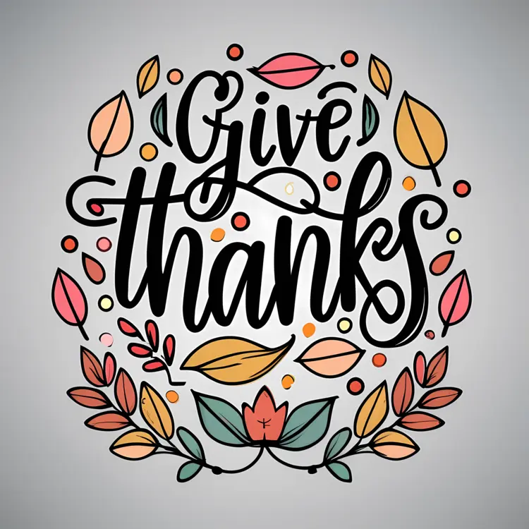 Give Thanks Autumn Leaves Illustration