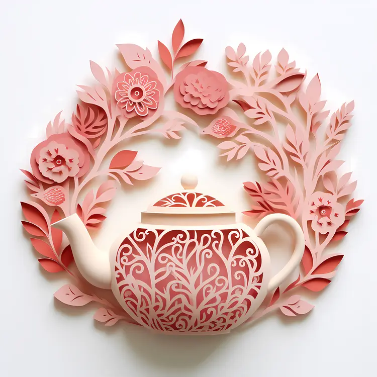 Beautiful Pink Teapot with Floral Design