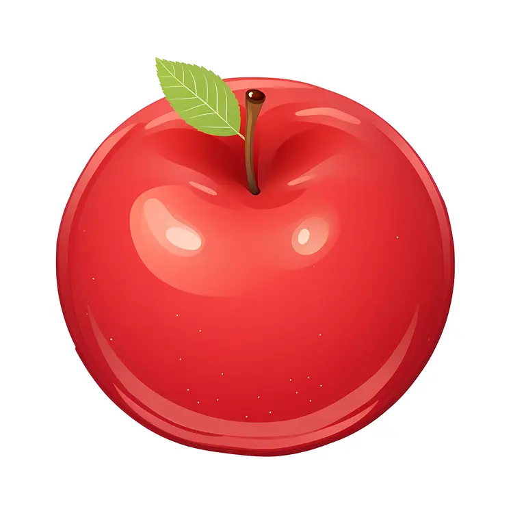 Red Apple with Leaf