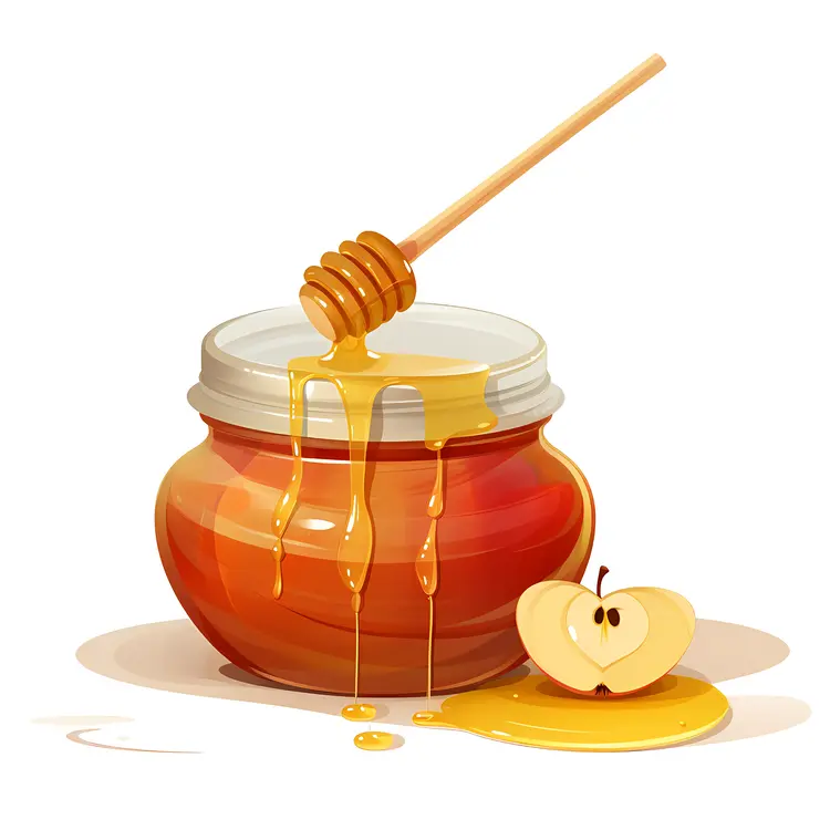 Honey Jar with Apple Slice for Rosh Hashanah