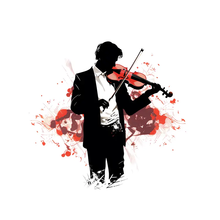 Silhouette of Violinist Playing