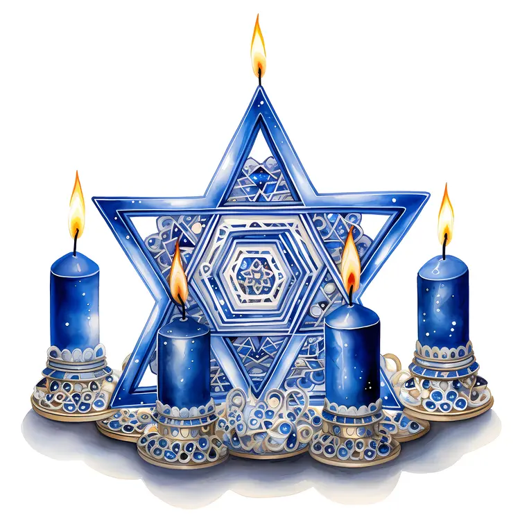 Blue Star with Four Candles