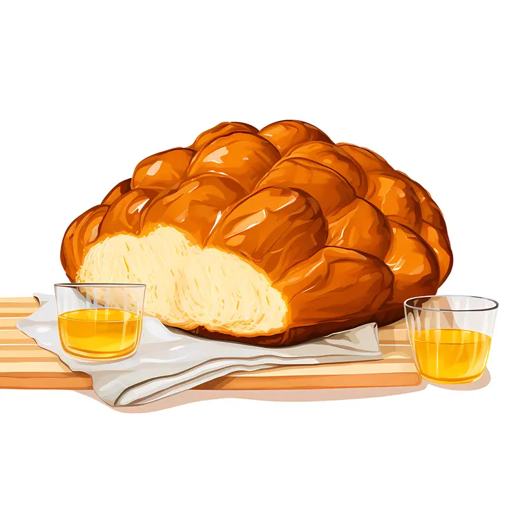 Bread Loaf with Two Glasses of Juice