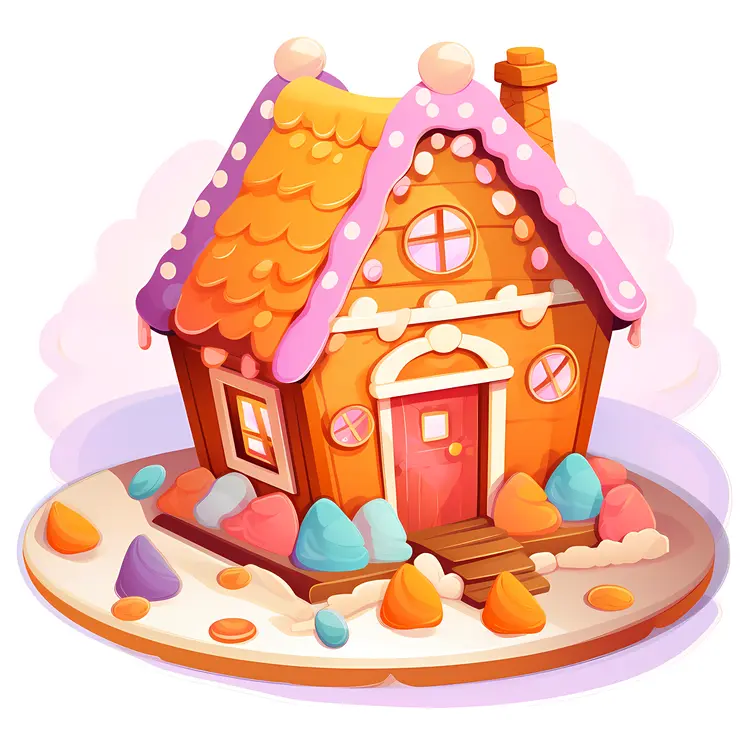 Cute Gingerbread House with Candy Decorations