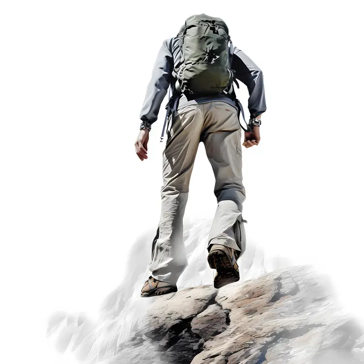 Hiker Climbing a Mountain
