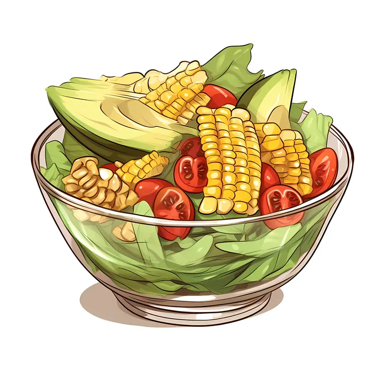 Fresh Vegetable Salad with Avocado and Corn