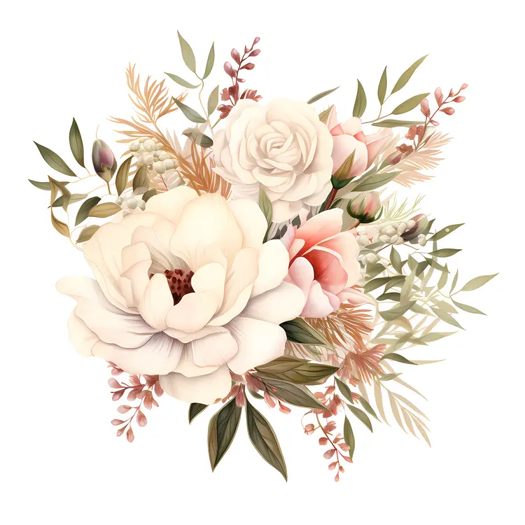 White and Pink Floral Arrangement with Greenery