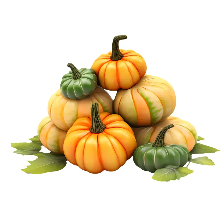 Pile of Orange and Green Pumpkins