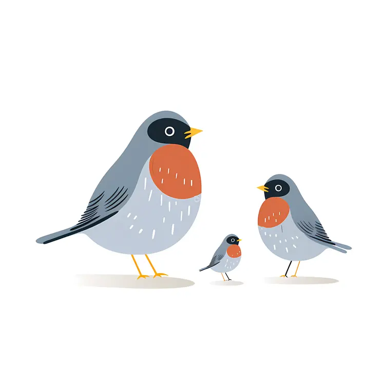 Cute Bird Family Illustration