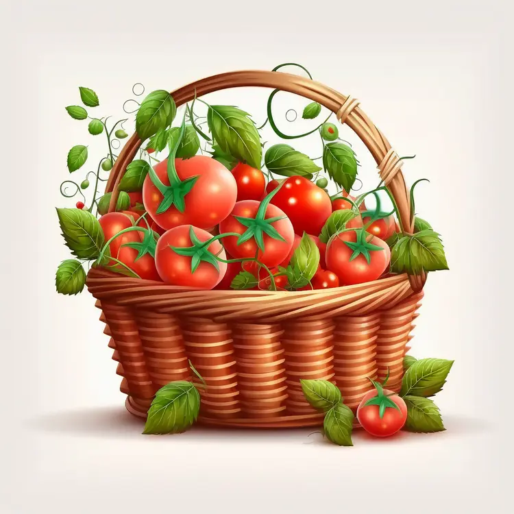 Fresh Basket of Tomatoes Illustration