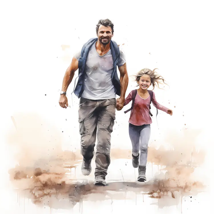 Father and Daughter Running Together