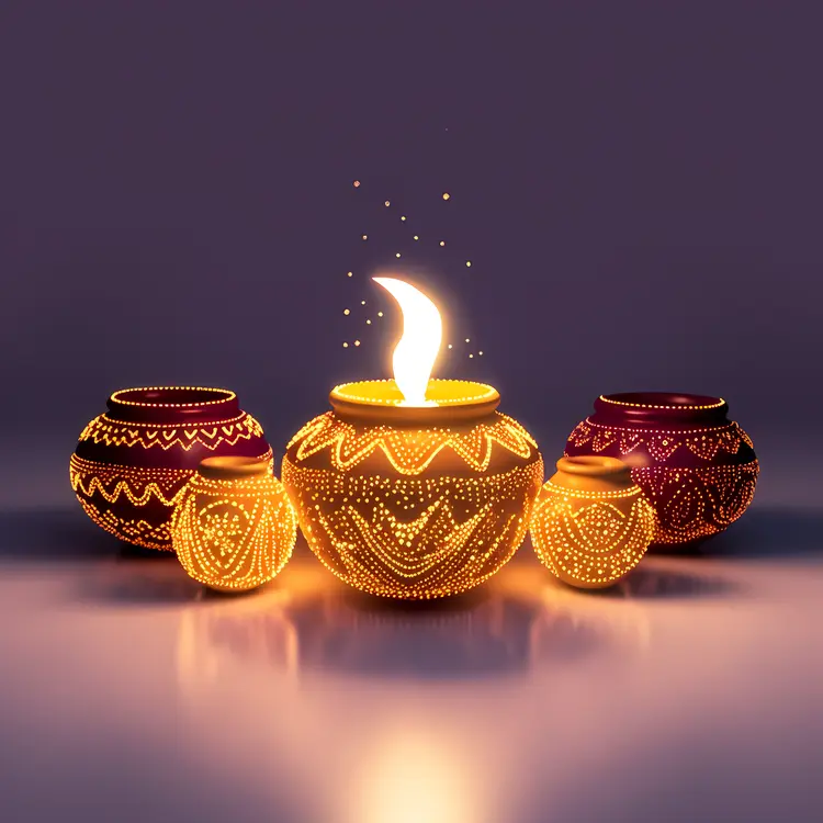 Decorative Diya Lamps for Diwali Festival