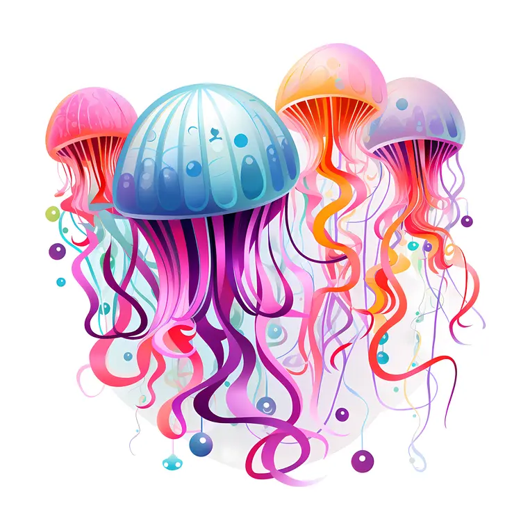 Vibrant Jellyfish in Various Colors