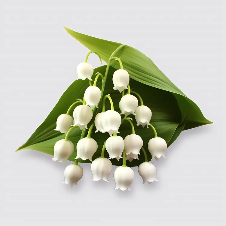 White Lily of the Valley with Green Leaves