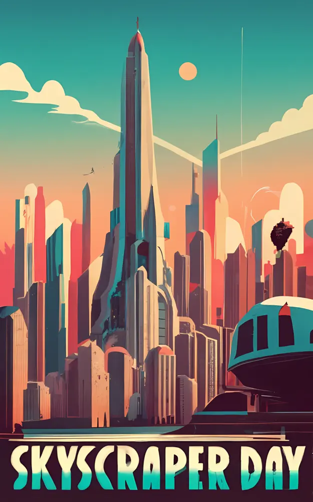 Skyscraper Day Text with Futuristic Buildings