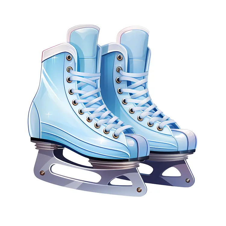 Pair of Blue Ice Skates with Laces