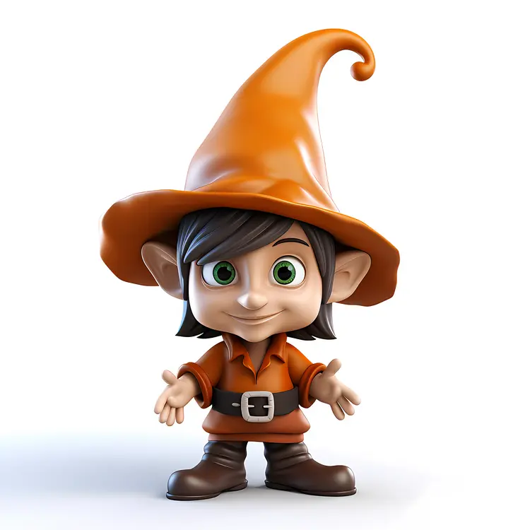 Cute Elf with Orange Hat and Outfit