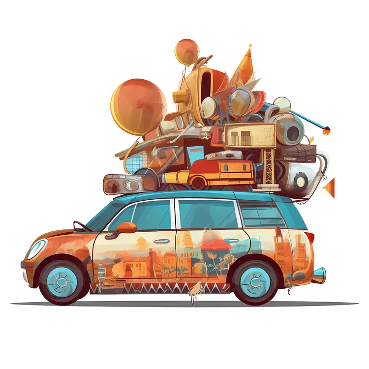Packed Car for a Summer Road Trip