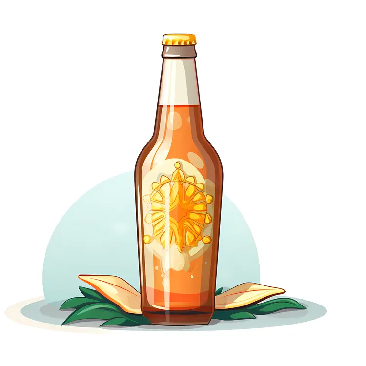 Illustrated Beer Bottle with Decorative Label
