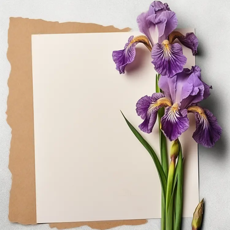 Beautiful Purple Iris Flower with Paper Background