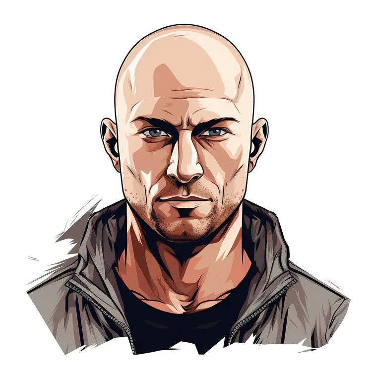Serious Bald Man with Jacket
