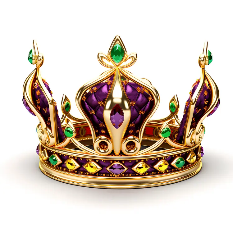 Purple and Gold Crown with Green Gems