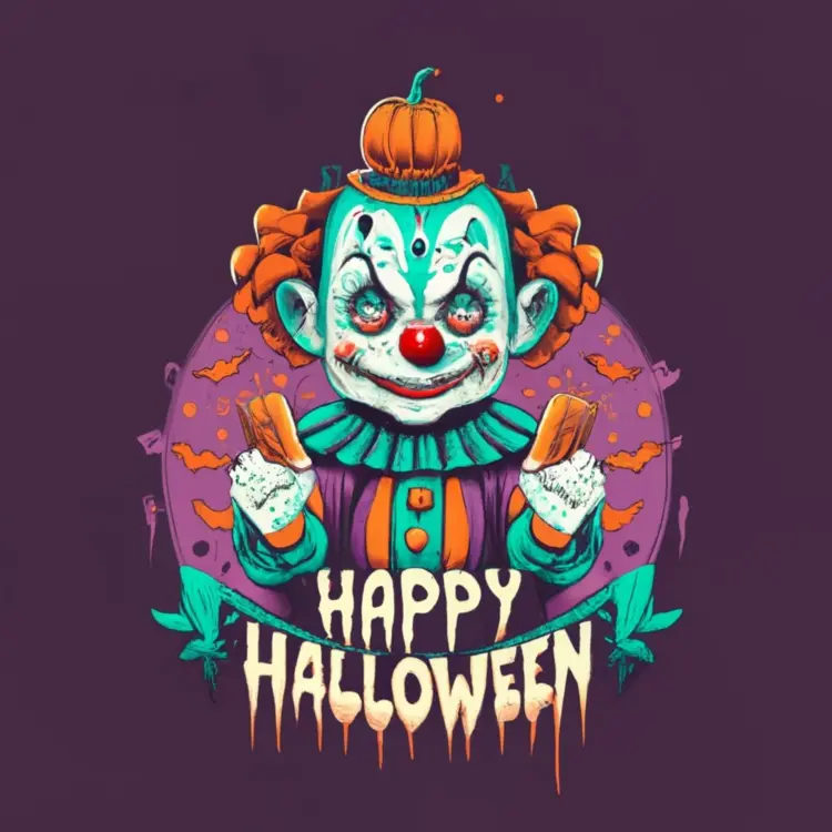 Happy Halloween with Pumpkin Clown