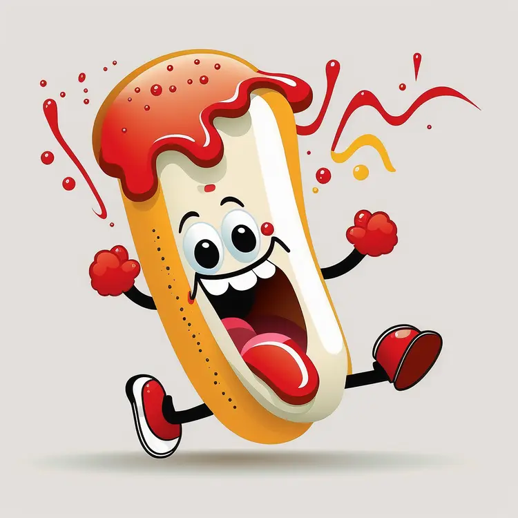 Happy Hot Dog Cartoon Character