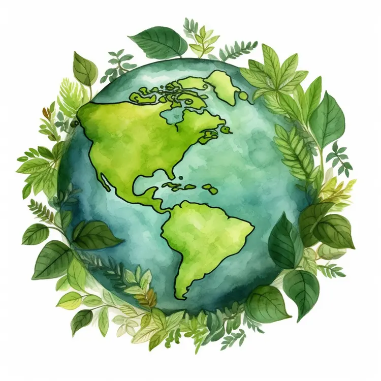 Earth with Green Leaves