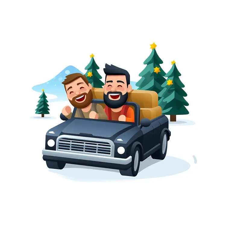 Two Men Driving in Winter