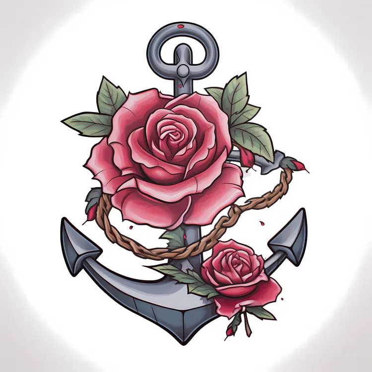 Anchor with Roses and Twine