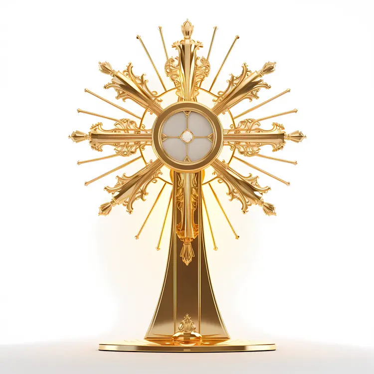Ornate Golden Monstrance with Cross
