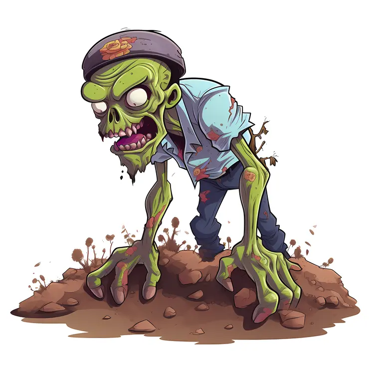 Cartoon Zombie Crawling Out of the Ground