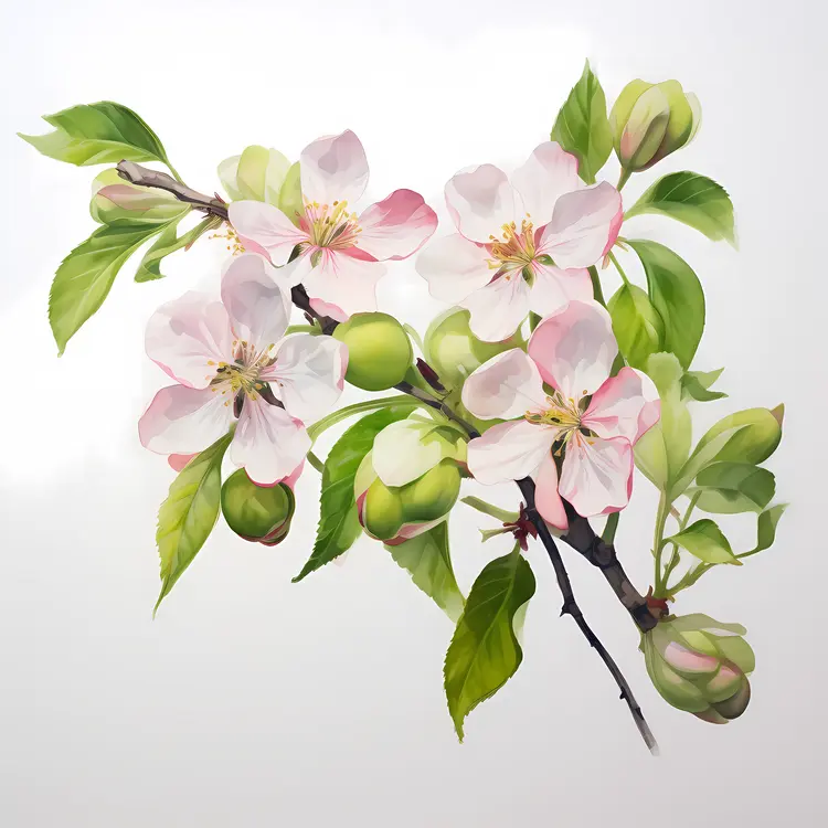 Beautiful Pink and White Blossoms with Green Leaves