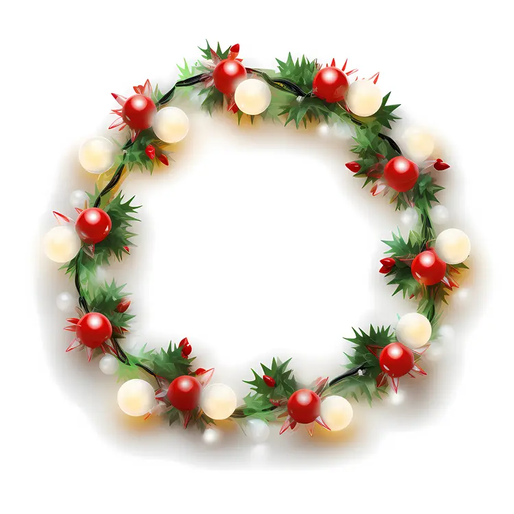 Christmas Wreath with Red and White Baubles