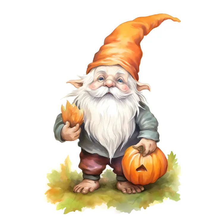 Cute Gnome with Pumpkin for Halloween