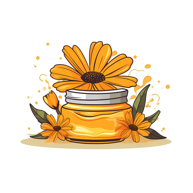 Yellow Flowers and Cream Jar