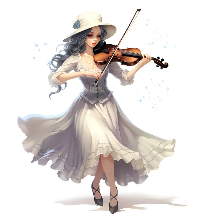 Elegant Girl Playing Violin