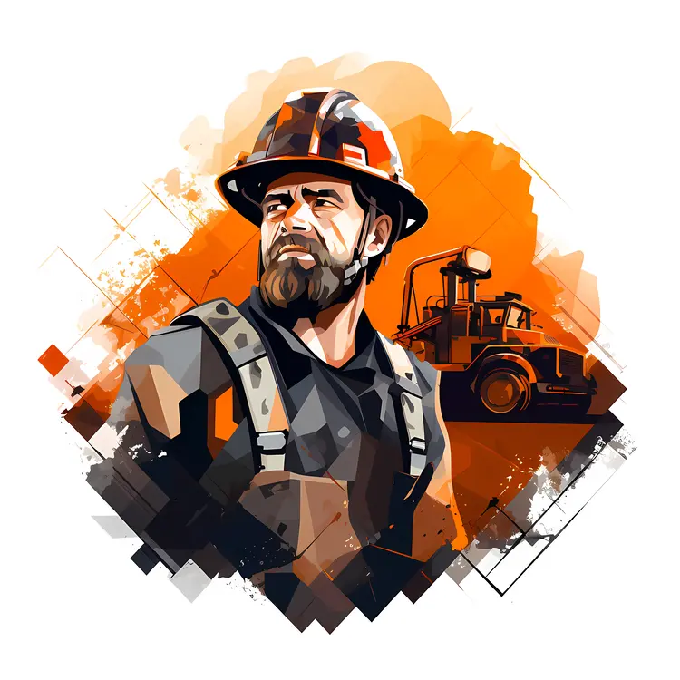 Miner with Machinery in Background