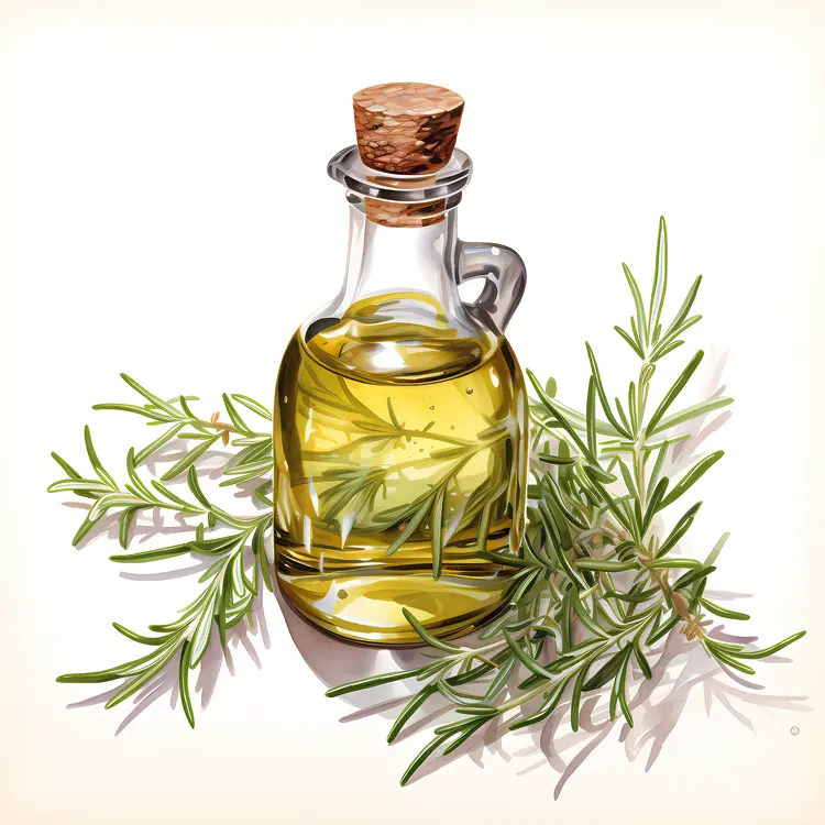 Rosemary Oil Bottle with Fresh Herbs