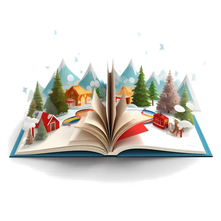 Winter Village in an Open Book