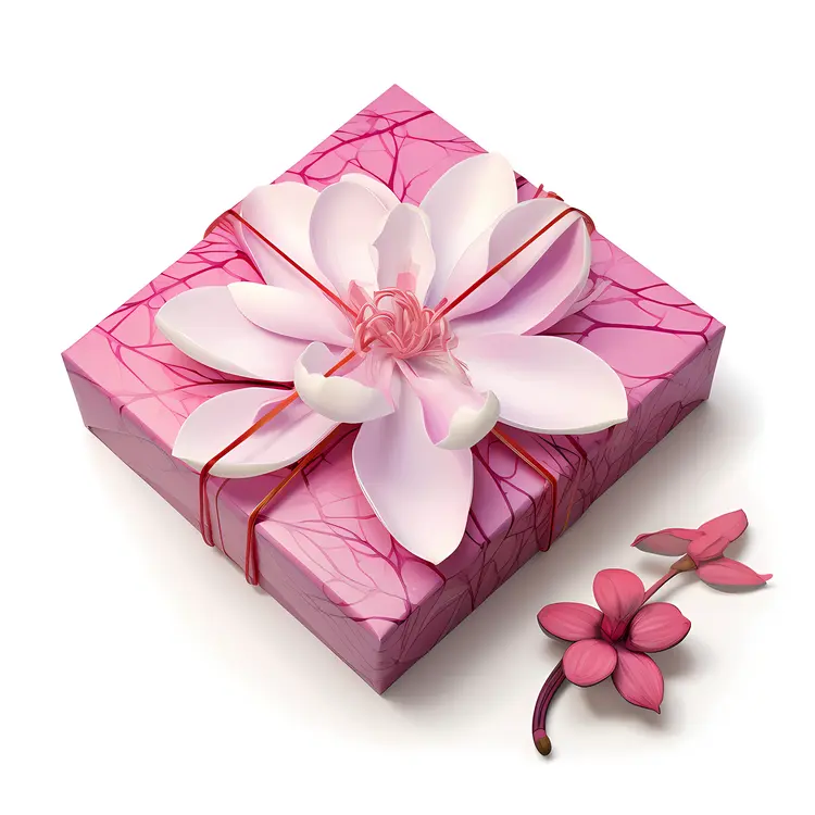 Adorable Pink Gift Box with Flower Adornment