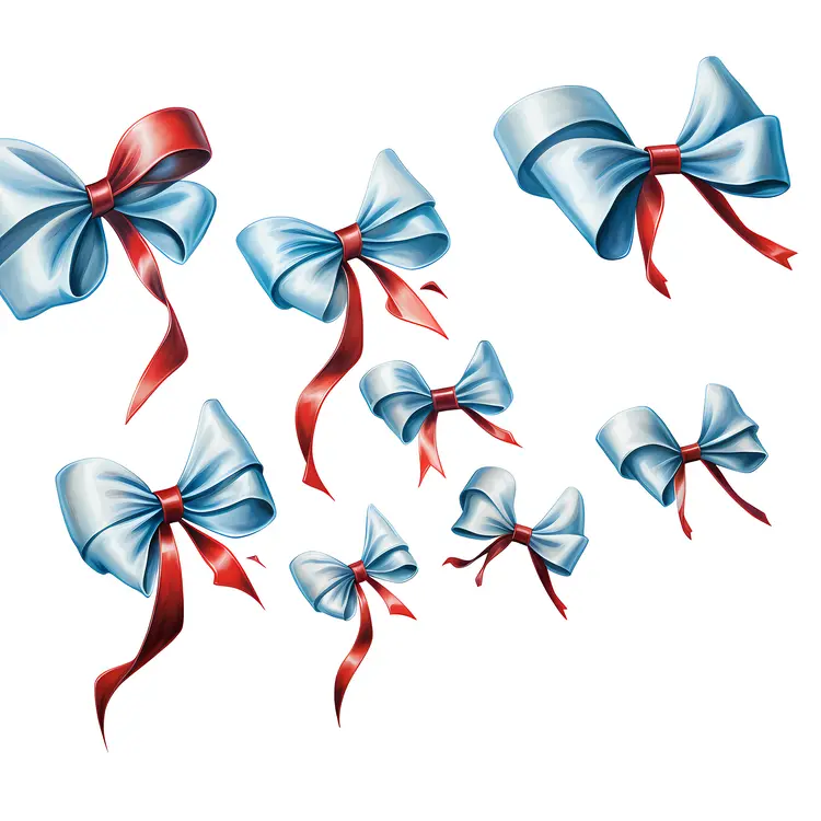 Collection of Blue and Red Decorative Bows