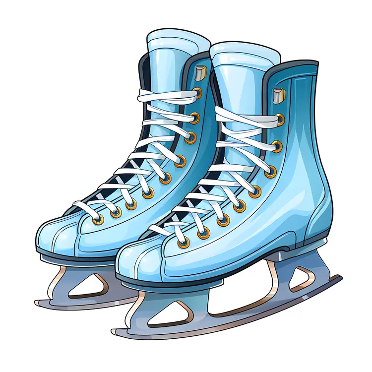 Blue Ice Skates with Laces
