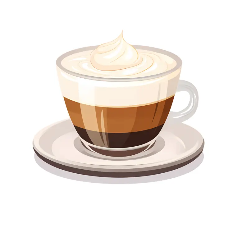 Layered coffee with cream on saucer